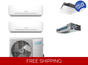 AirCon 2-Room Mini Split Heat Pump (-13°F), E-Star: 21 SEER2/12.5 EER/9.5 HSPF (R410a)